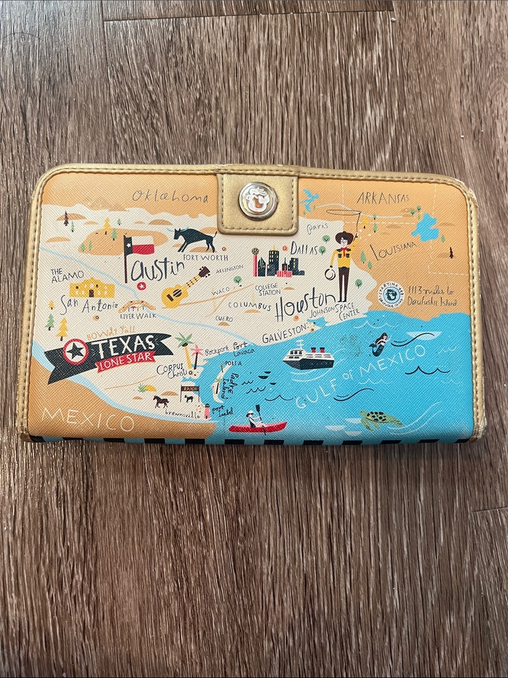 Spartina 449 Texas Map Zip Wallet in Turquoise and Tan